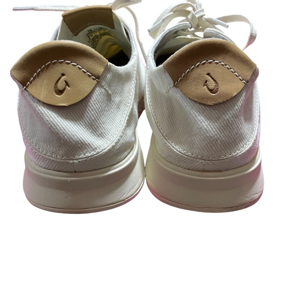 Olu Kai 10 White Canvas Sneakers Textile Rubber Outer Sole - Picture 4 of 7